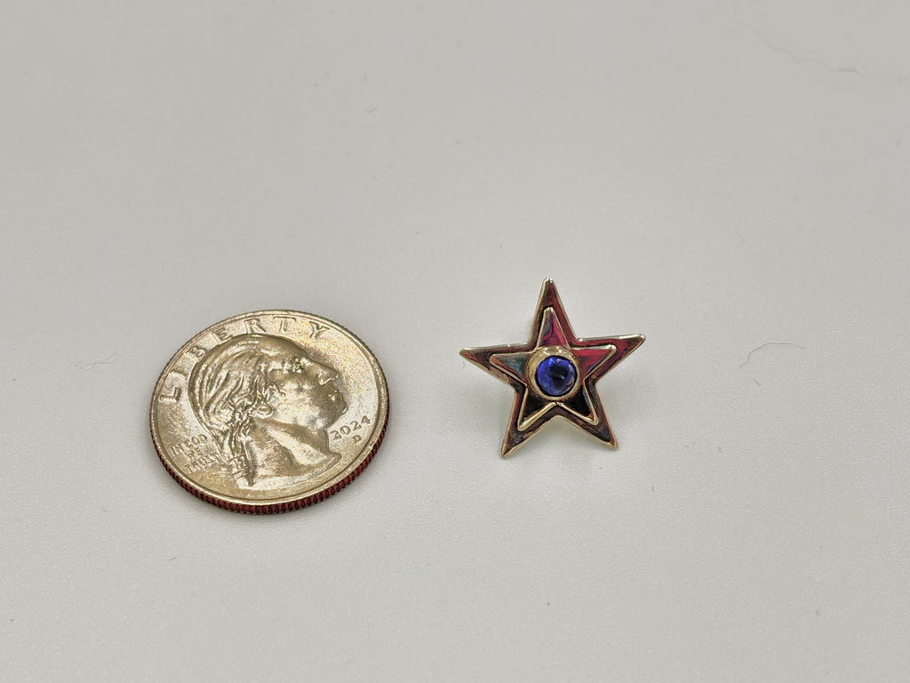 lab grown blue sapphire sterling silver star earring