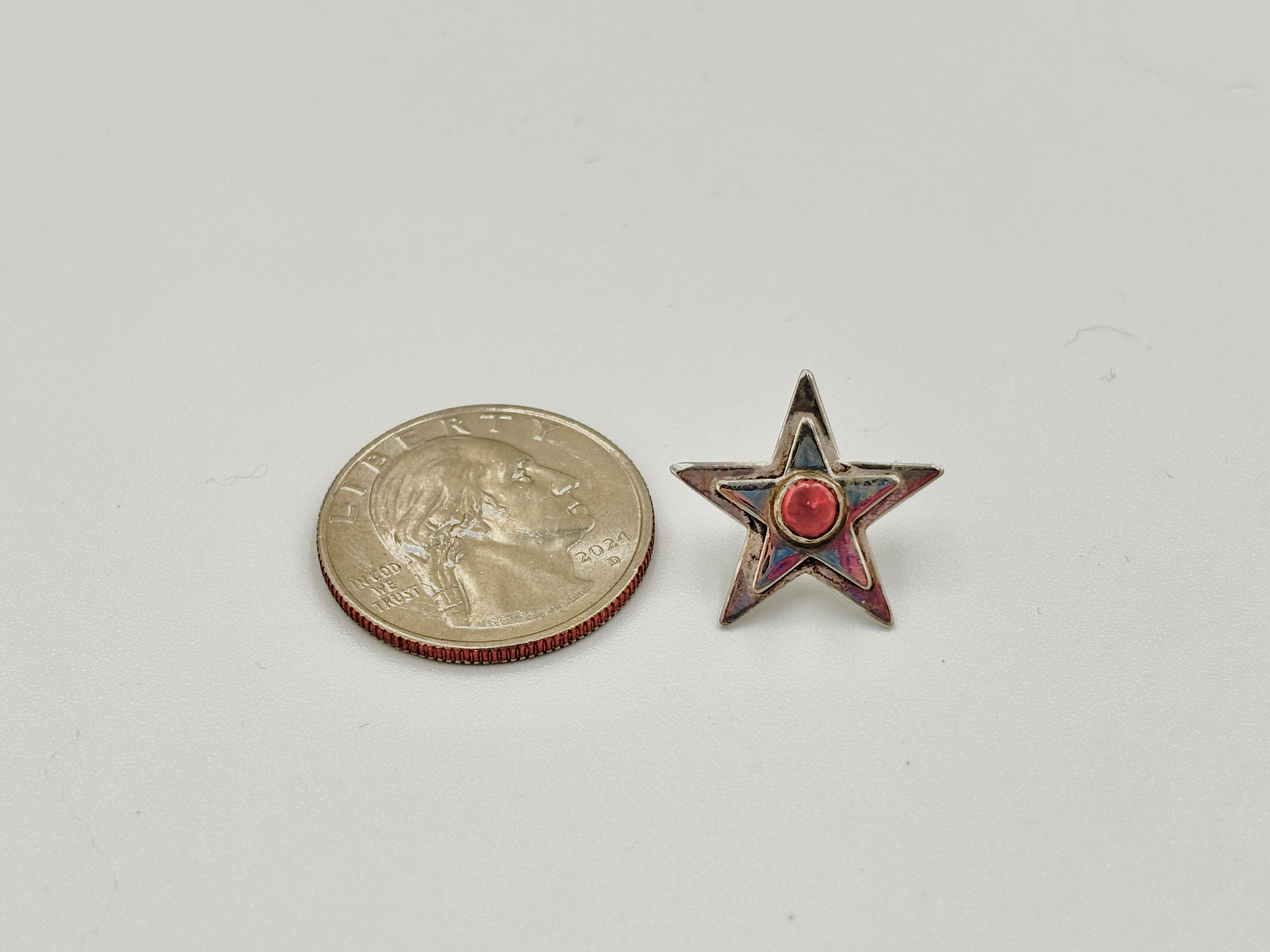 lab grown pink sapphire sterling silver star earring
