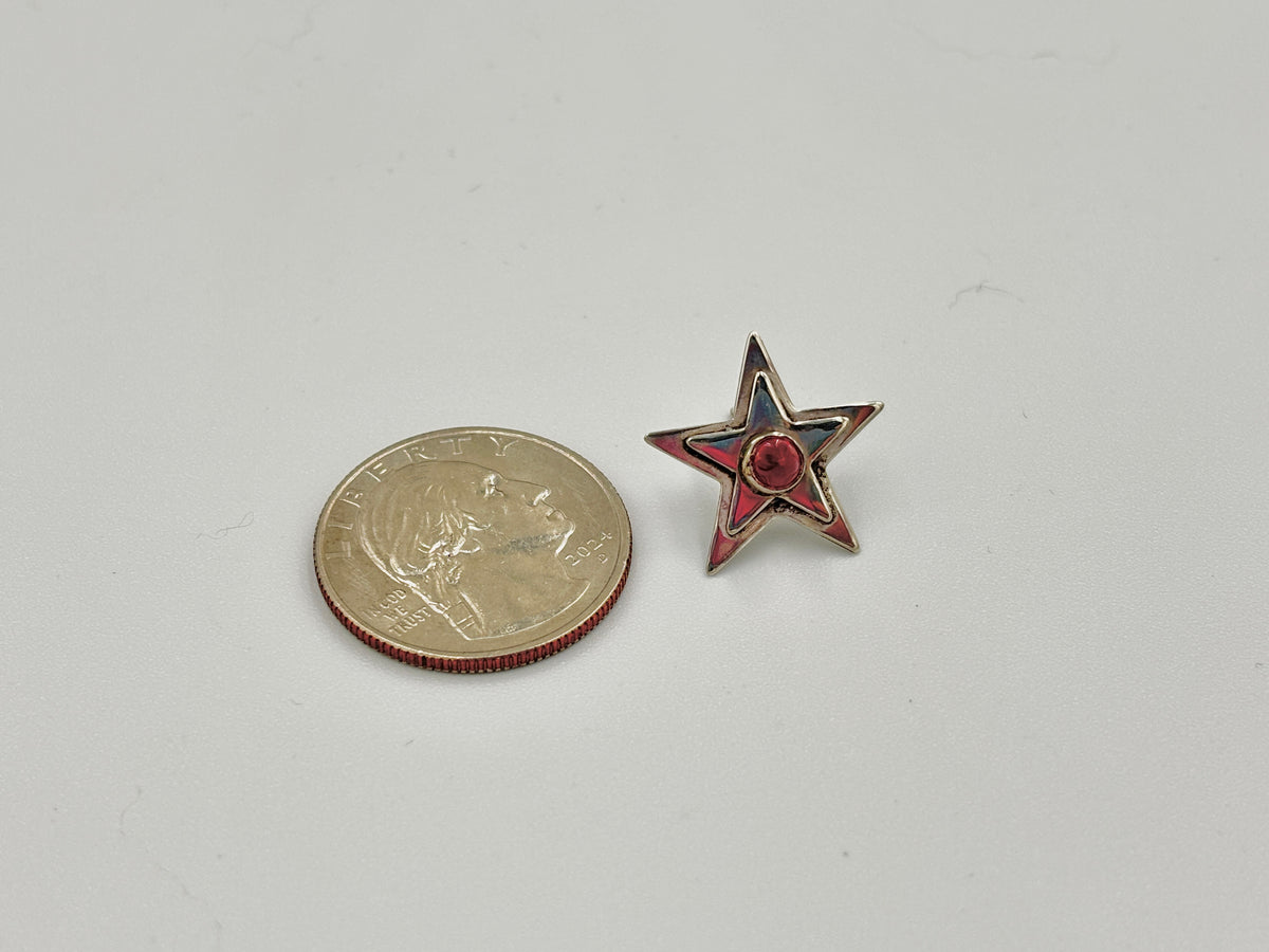 lab grown ruby sterling silver star earring