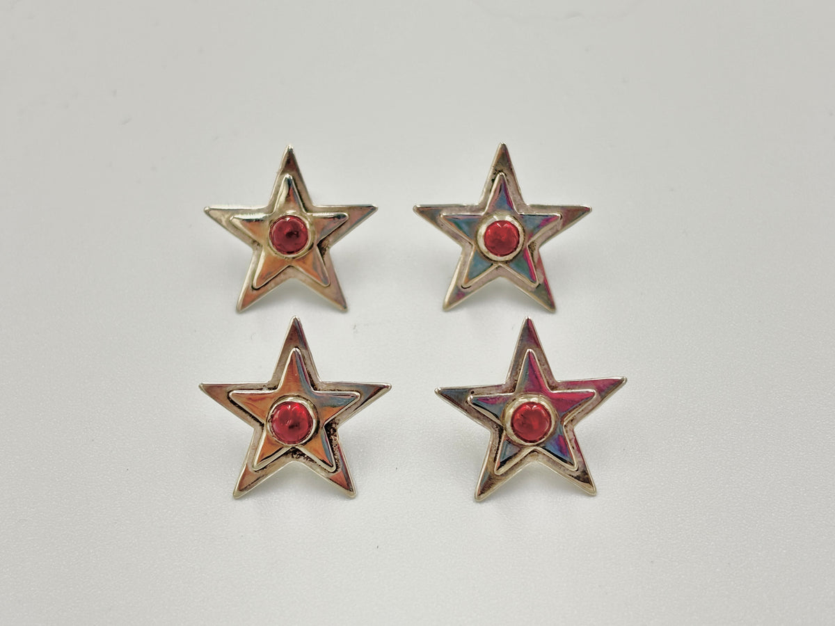lab grown ruby sterling silver star earrings